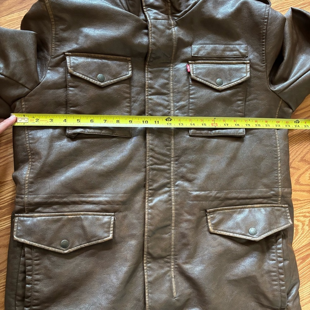 Levi's Men's‎ 4-Pocket Field Military Jacket Large Saddle Faux Leather Sherpa - Picture 7 of 14